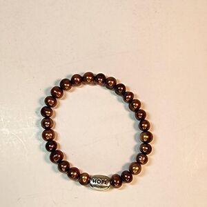 Fresh Water Bronze Colored Pearl Bracelet with Sterling Silver Hope Charm READ